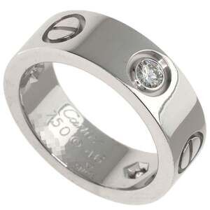 CARTIER Authentic 18k Silver Diamond Love Ring #46